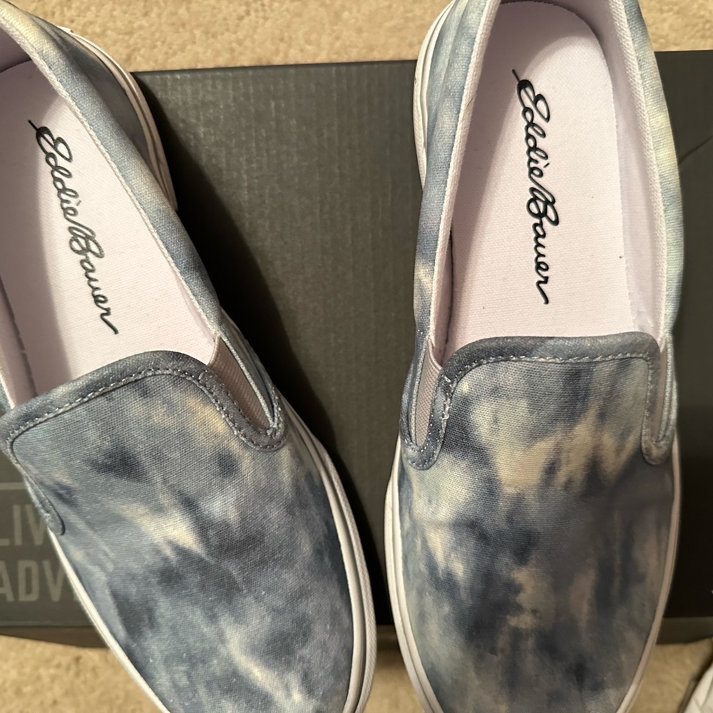 Nwt! Eddie Bauer Blue Tie-Dye Slip-On Shoes